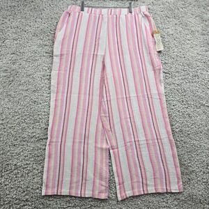 Escape by Habitat Womens Striped‎ Gauzy Wide Leg Cropped Pants Medium Coastal